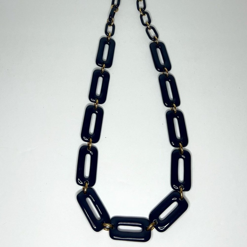 Kate Spade Navy Blue and Gold Chain Link Necklace